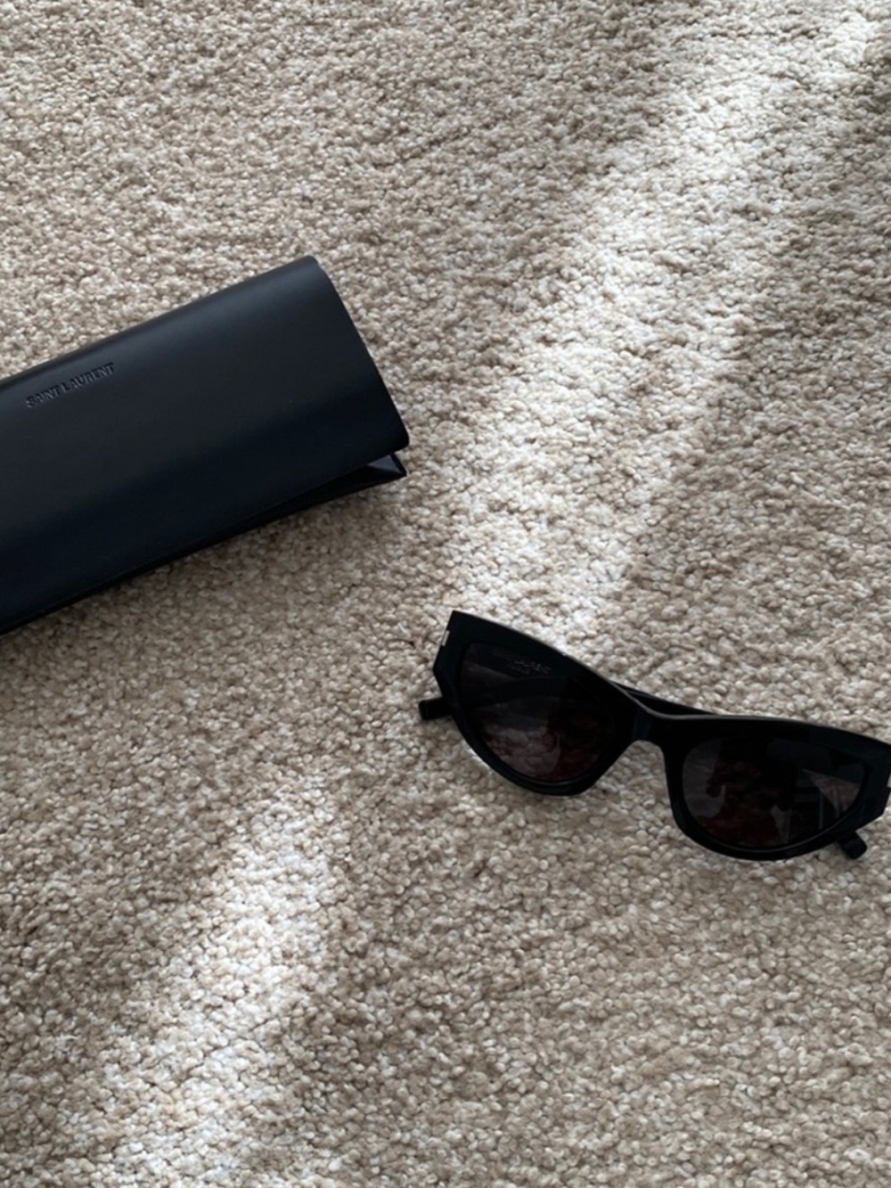 Saint Laurent Black Cat-Eye Sunglasses with Dark Lenses SL 215 GRACE - Picture 2 of 8
